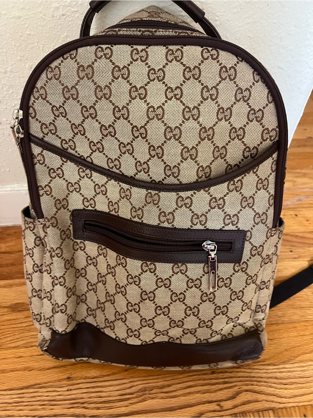 Beige & Brown Monogram Canvas Backpack